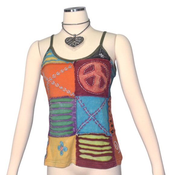 Vintage Patchwork Embroidered Tank Top M - Picture 5 of 5
